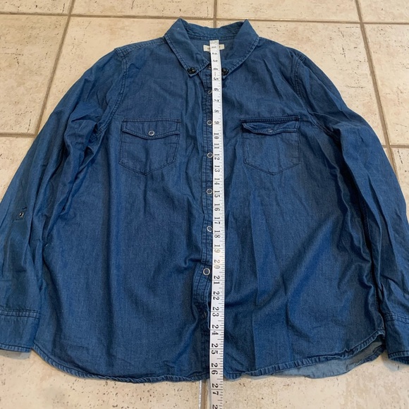 SMART SET Denim Button-Up Shirt - 1G/XL - Picture 5 of 5